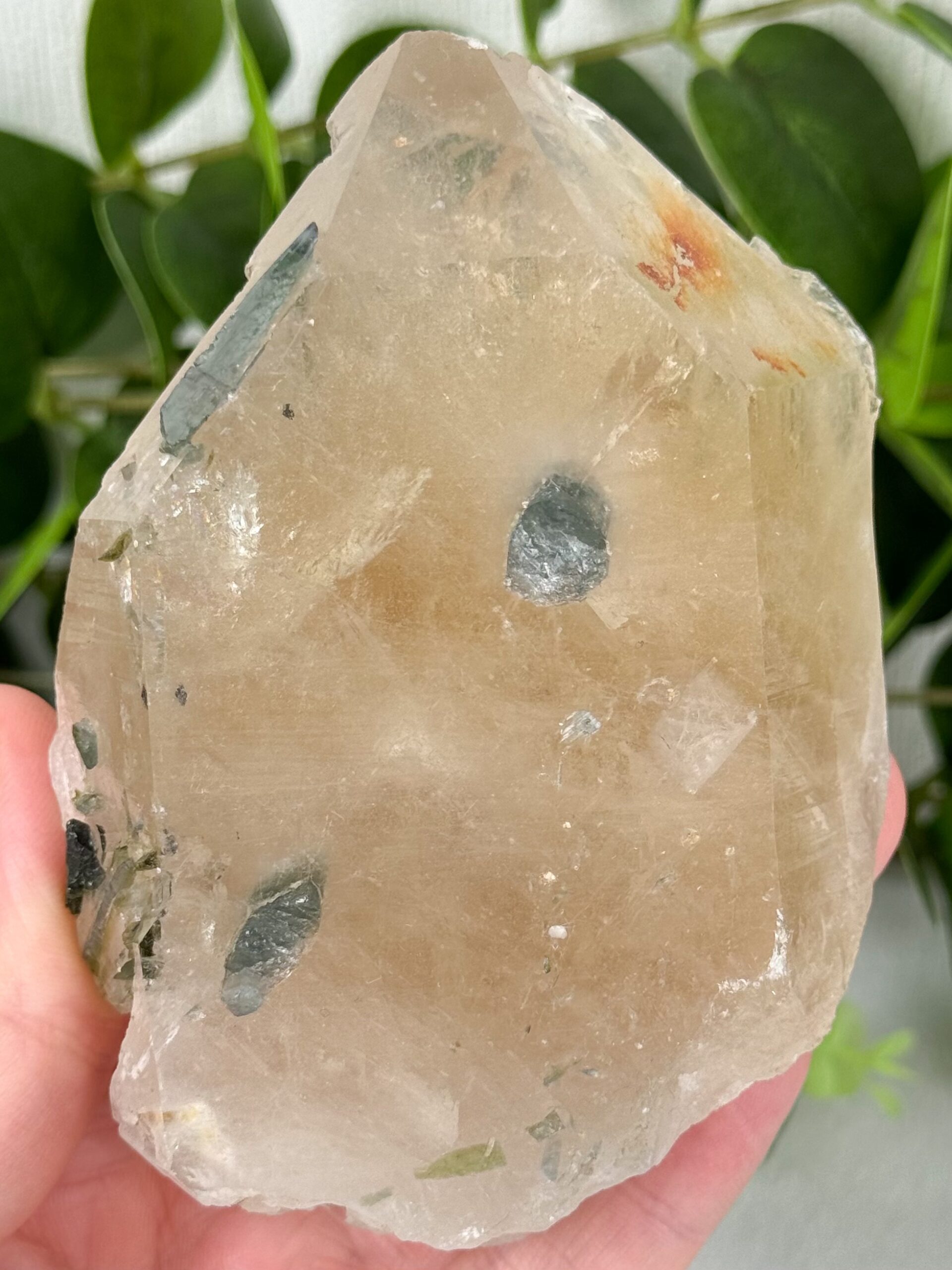 img_7779_jpg Naturcitrin Spitze mit grünem Turmalin Nr. 77ct – Bild 1